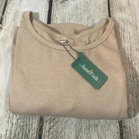 NWT! Women’s tan long loose fitting tunic top 3XL - Picture 2 of 3